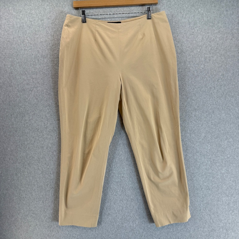 Piazza‎ Sempione Audrey Dress Pants Straight Crop Leg Tan Trousers Sz 48 12 Flaw